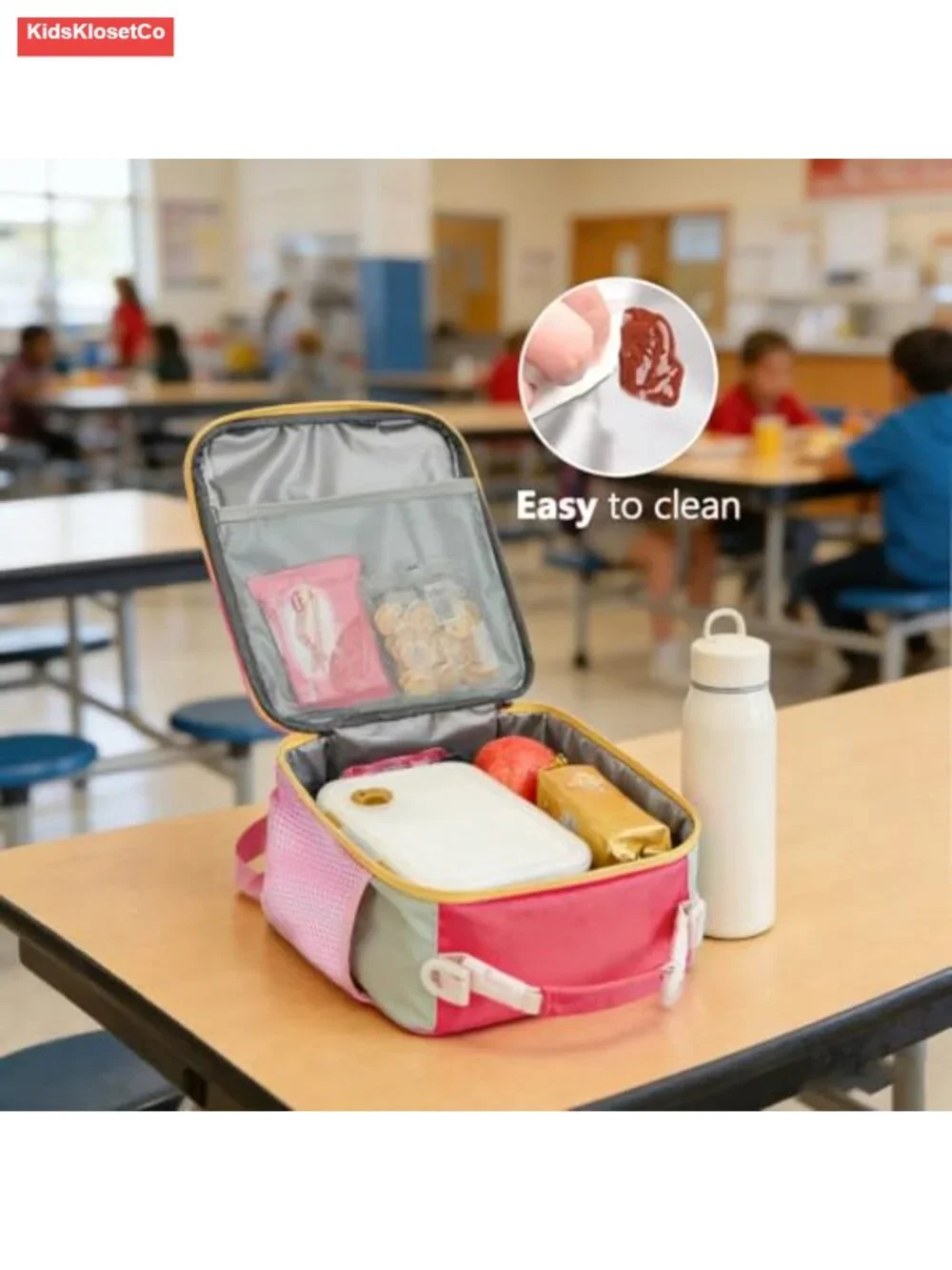 Kids Insulated Lunch Bag with Adjustable Shoulder Strap, Zipper Closure,